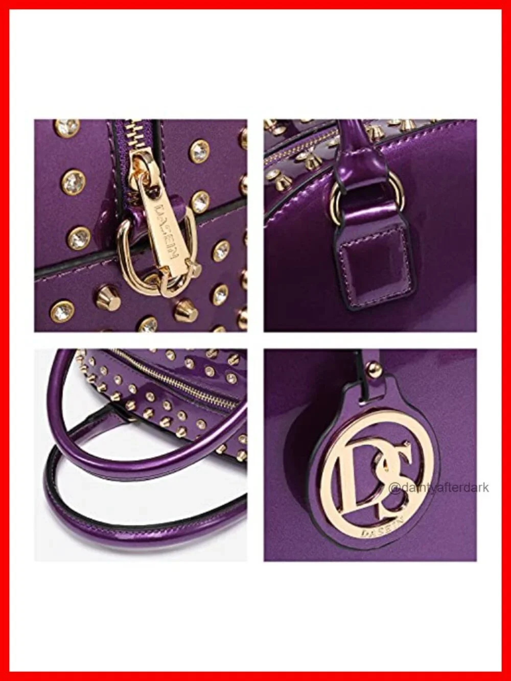 Women Patent Leather Dome Satchel Handbag Work Tote Structured Shoulder Bag